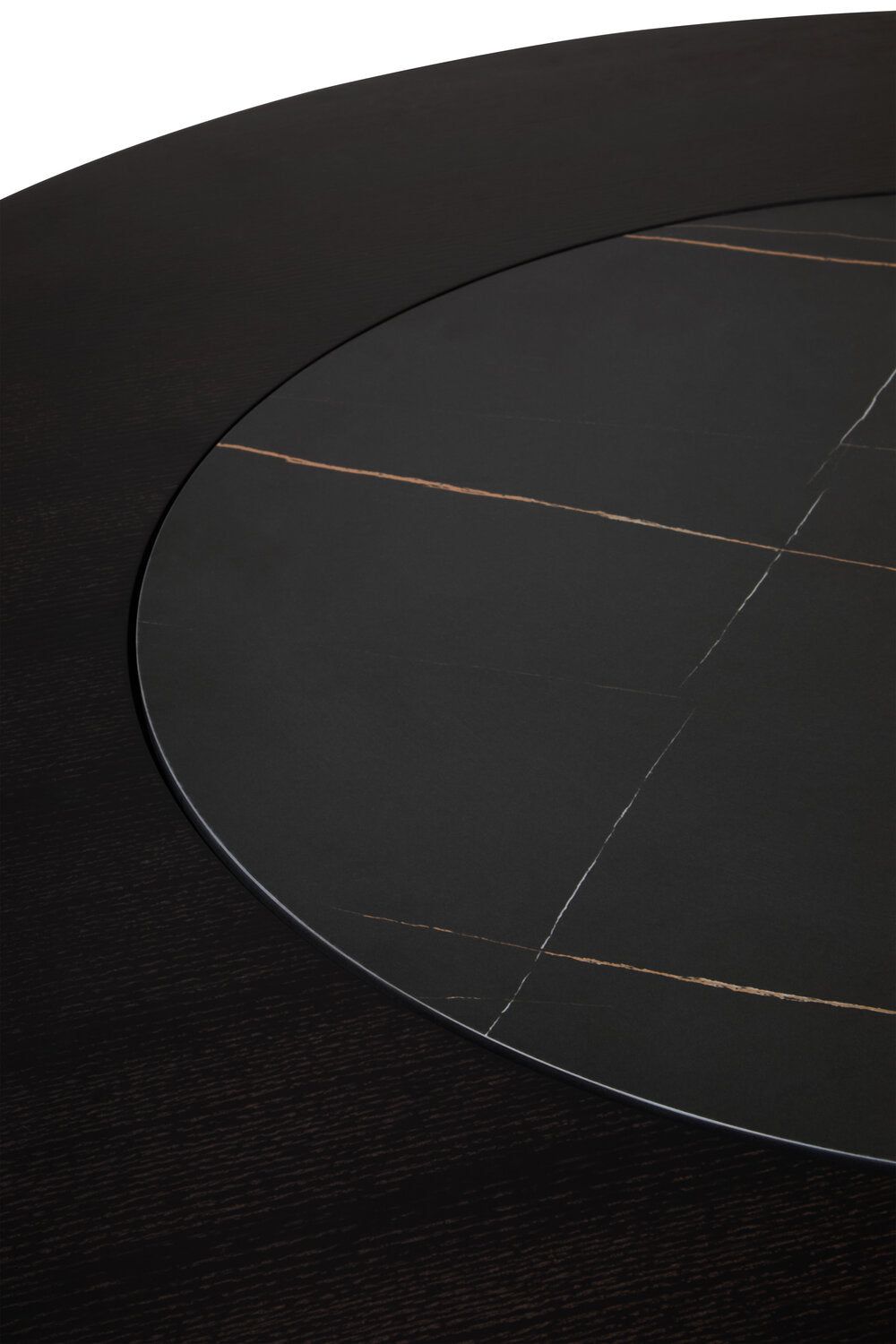 Image of Imperia Round Veneer Dining Table with Ceramic Lazy Susan - Macro