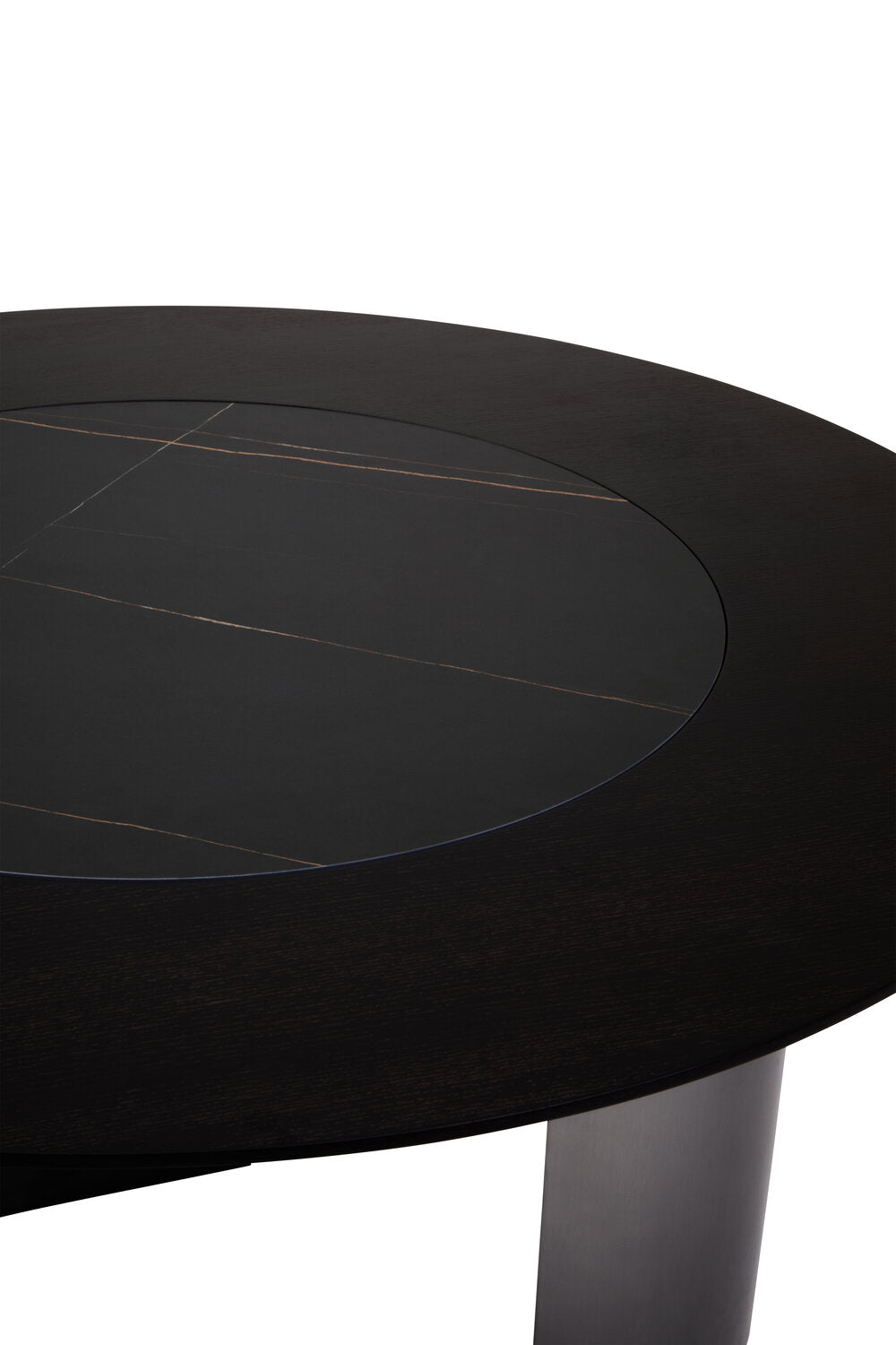 Image of Imperia Round Veneer Dining Table with Ceramic Lazy Susan - Macro