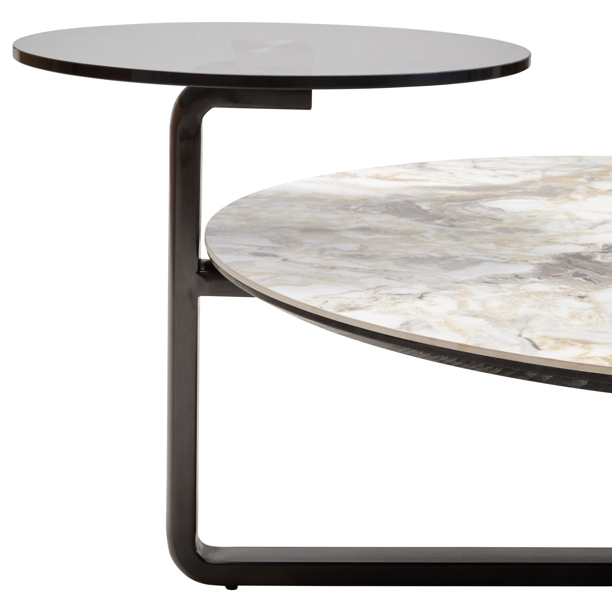 Image of Imperia 3 Tier Round Ceramic Marble Effect Coffee Table