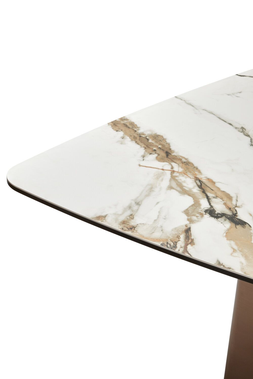 Image of Imperia White Ceramic Marble Effect Rectangular Dining Table - Macro