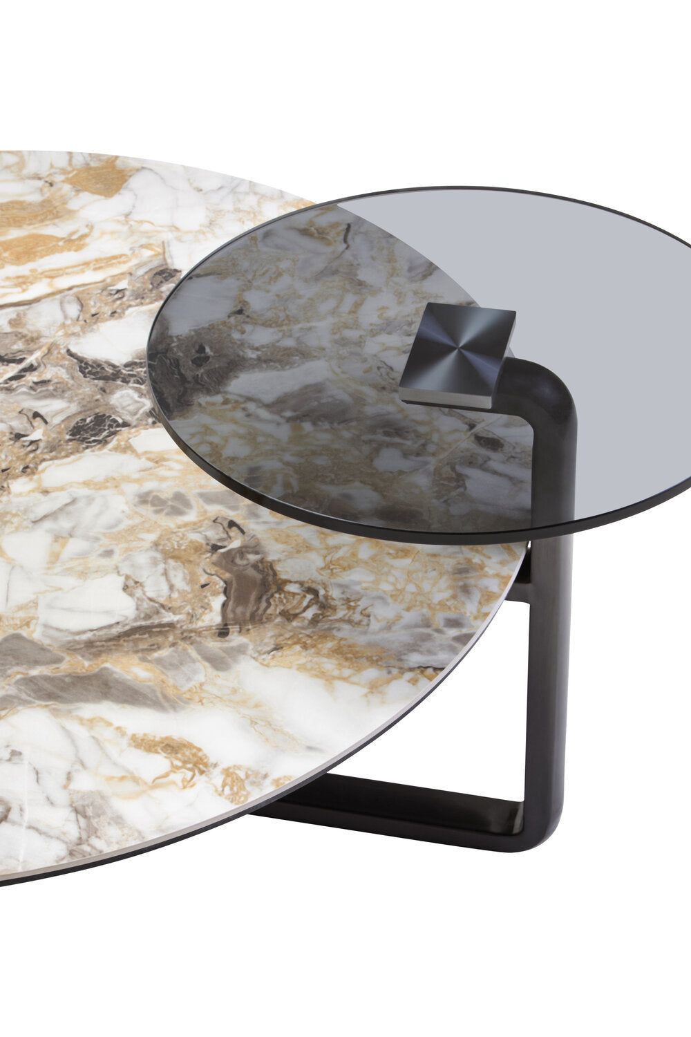 Image of Imperia 3 Tier Round Ceramic Marble Effect Coffee Table - Macro