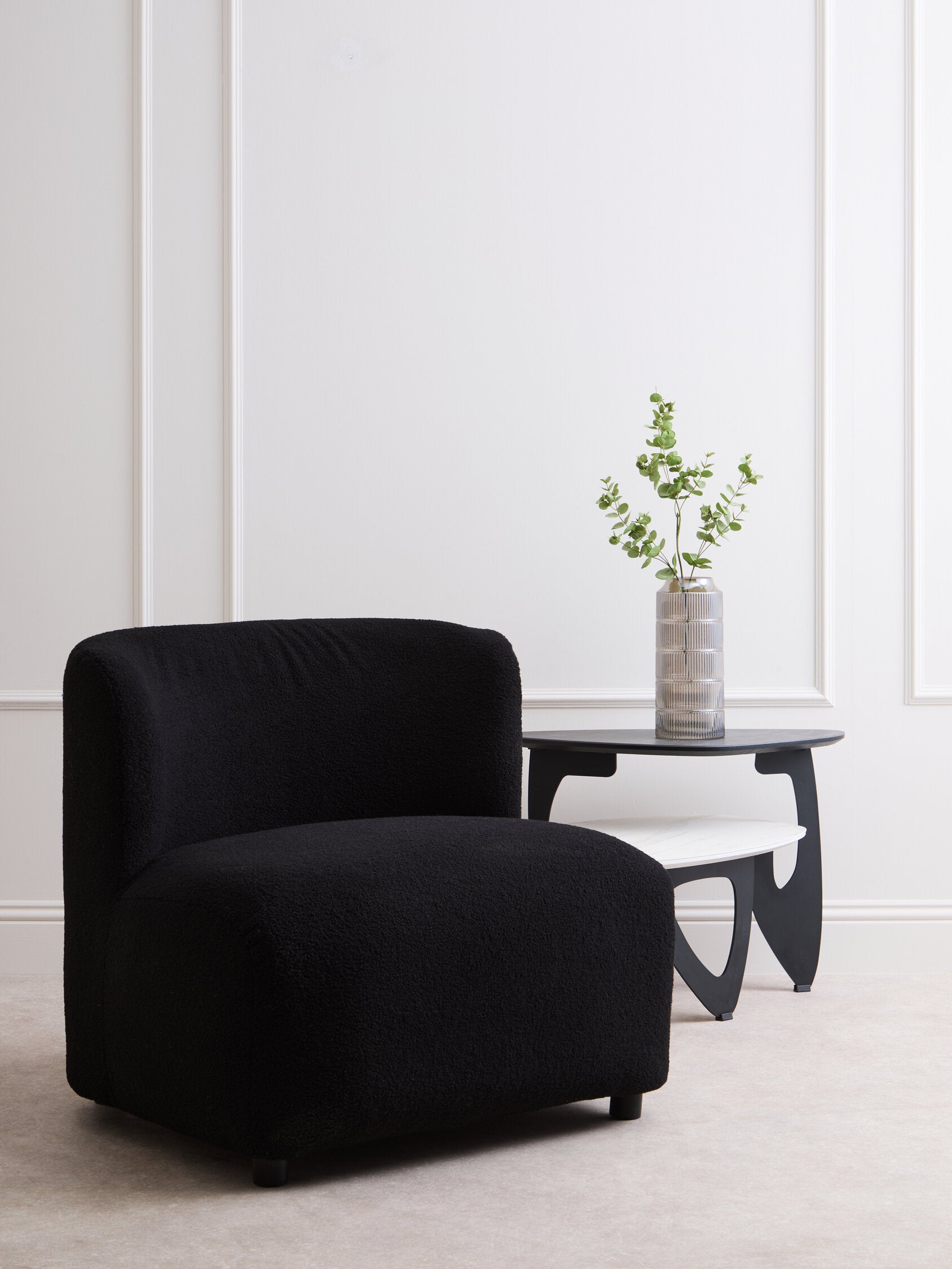 Image of Montreal Black Boucle Effect Armless Lounge Chair