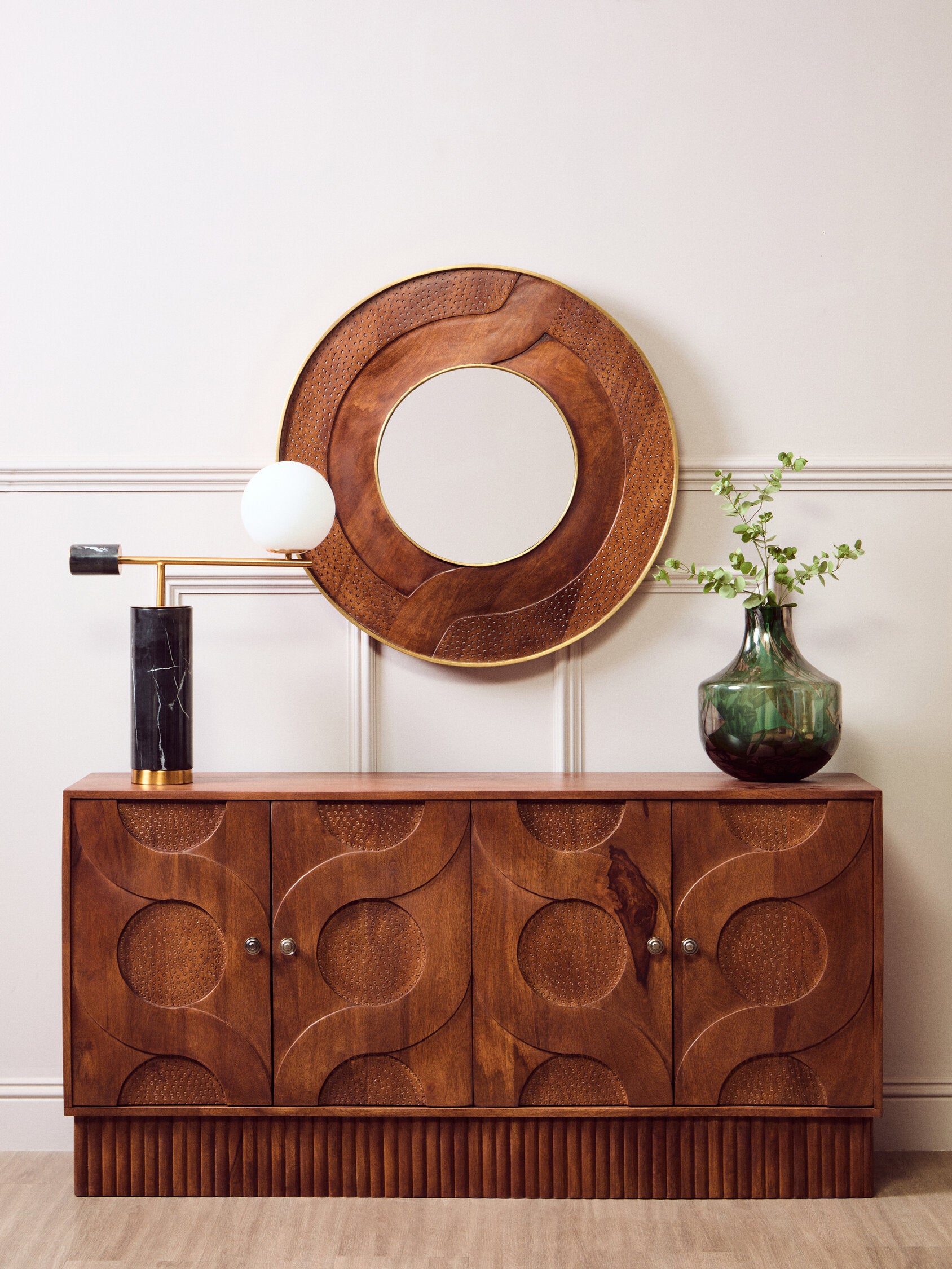 Image of Siva Four Door Mango Wood Hammered Sideboard