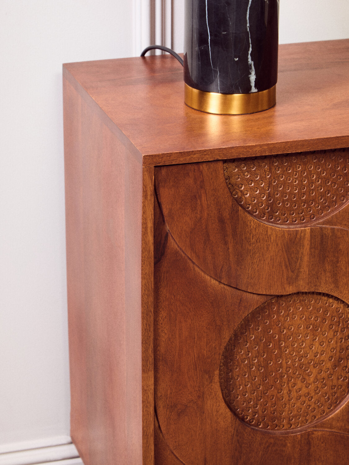 Image of Siva Four Door Mango Wood Hammered Sideboard - Lifestyle