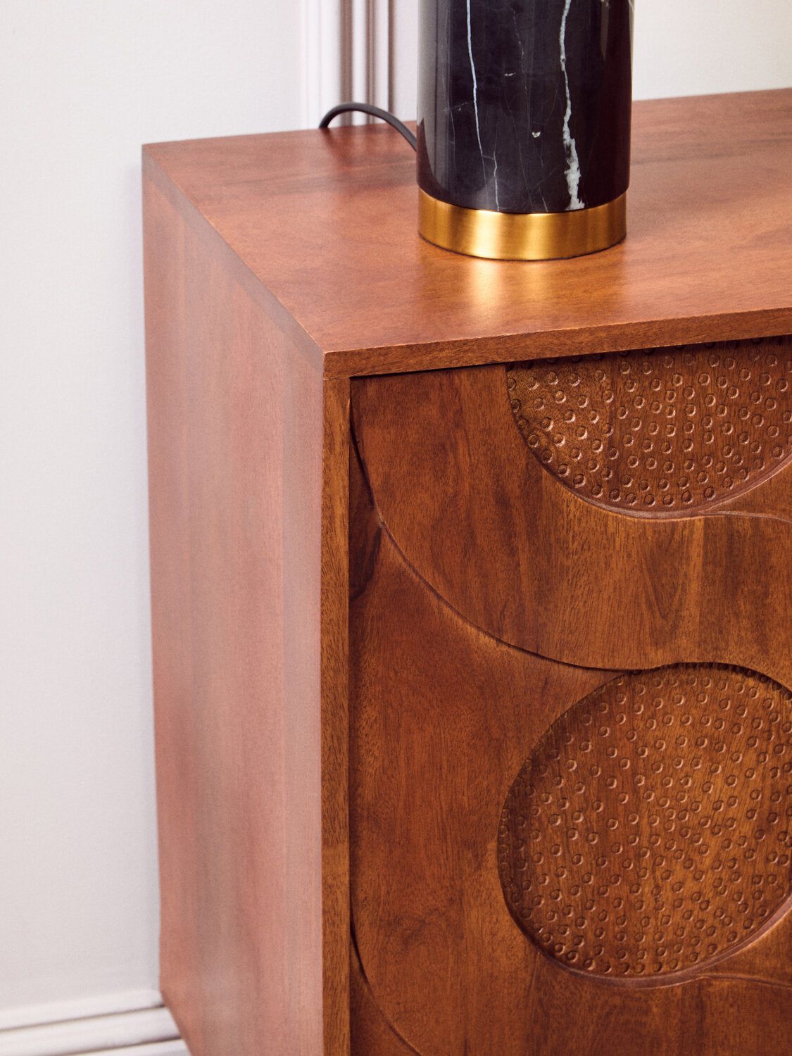 Image of Siva Four Door Mango Wood Hammered Sideboard - Lifestyle