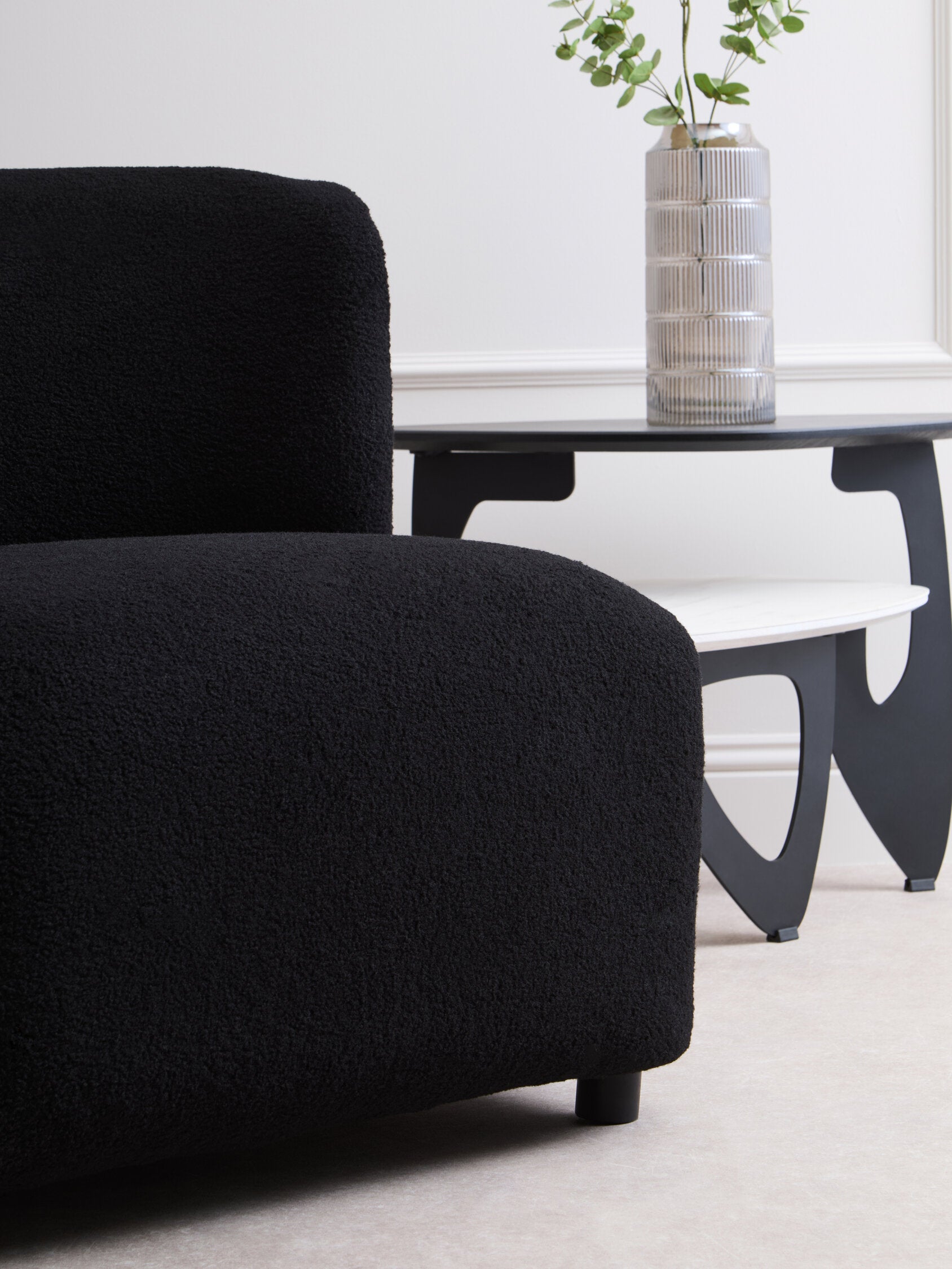Image of Montreal Black Boucle Effect Armless Lounge Chair