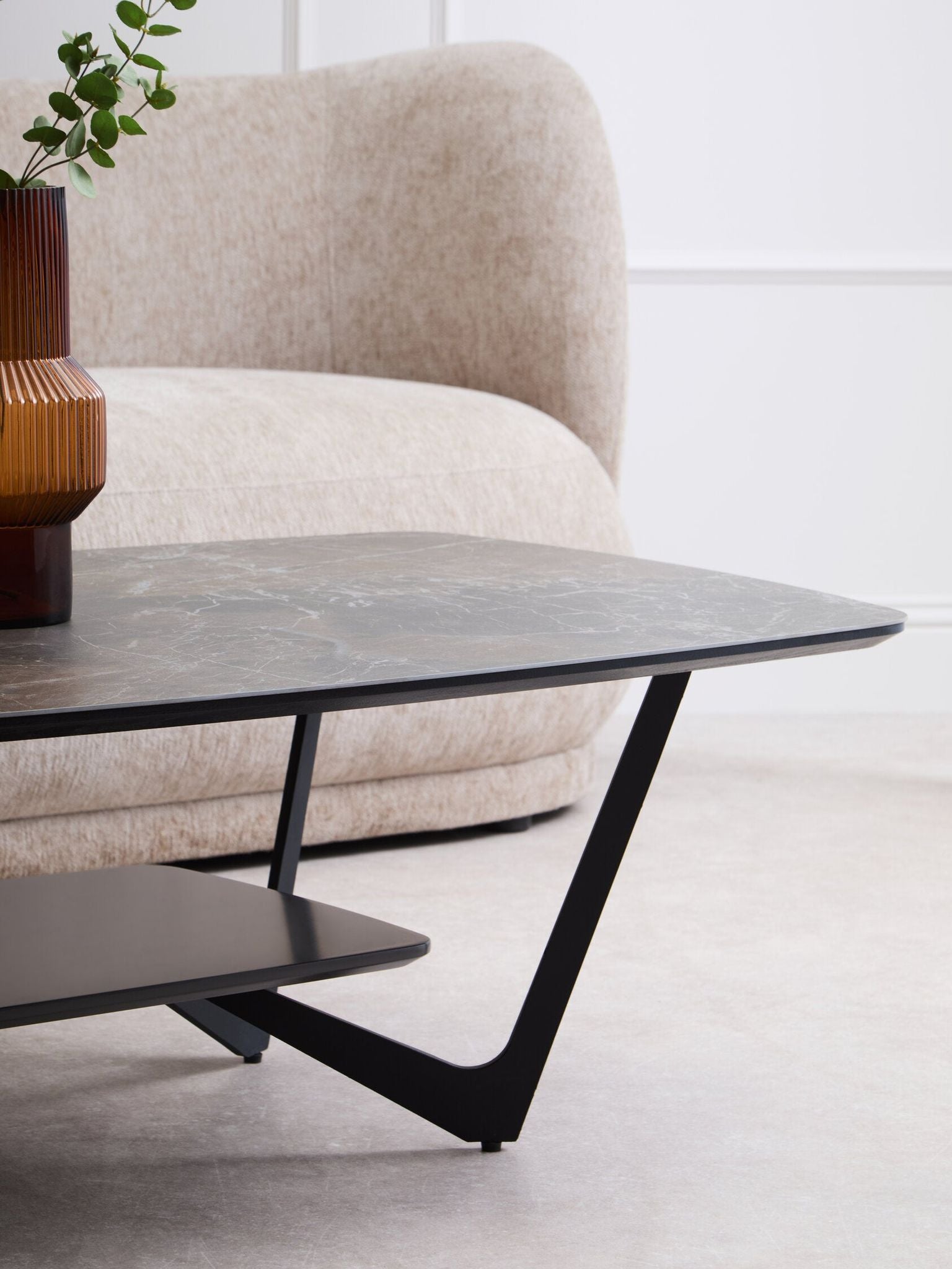 Image of Imperia Grey Ceramic Marble Effect Coffee Table