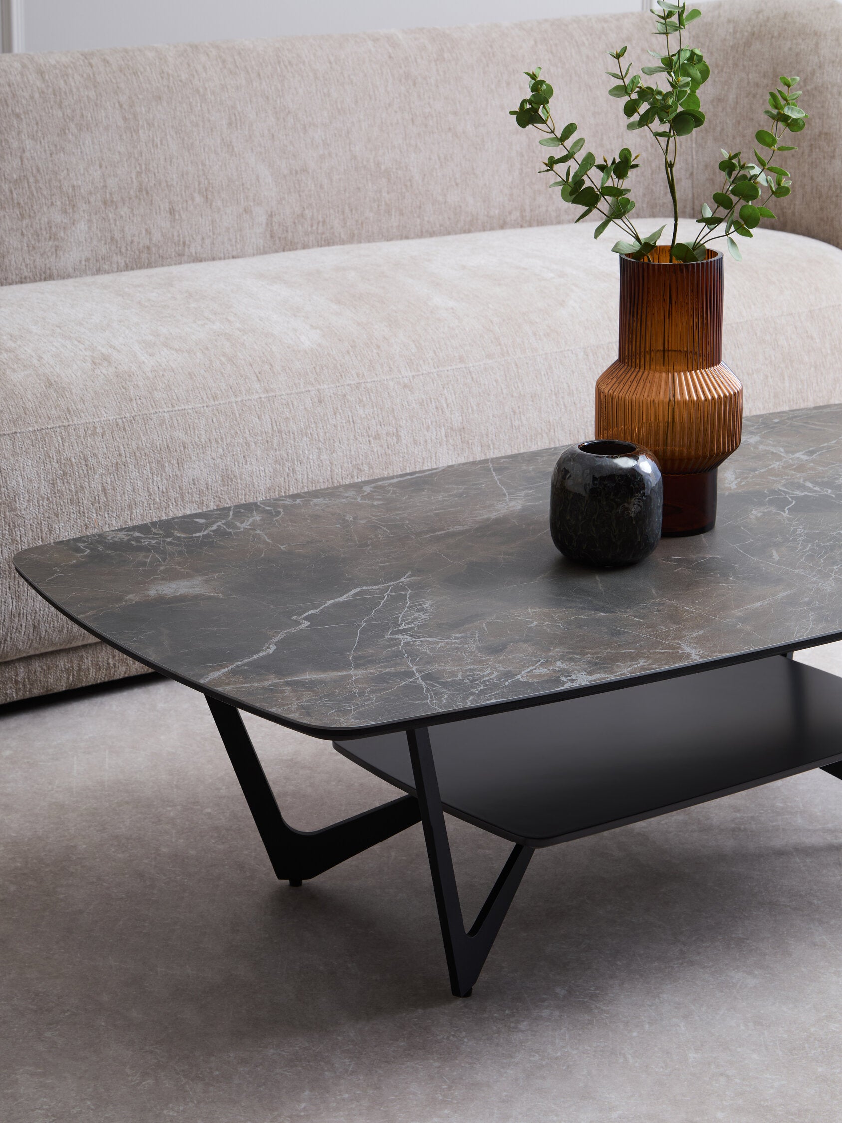 Image of Imperia Grey Ceramic Marble Effect Coffee Table