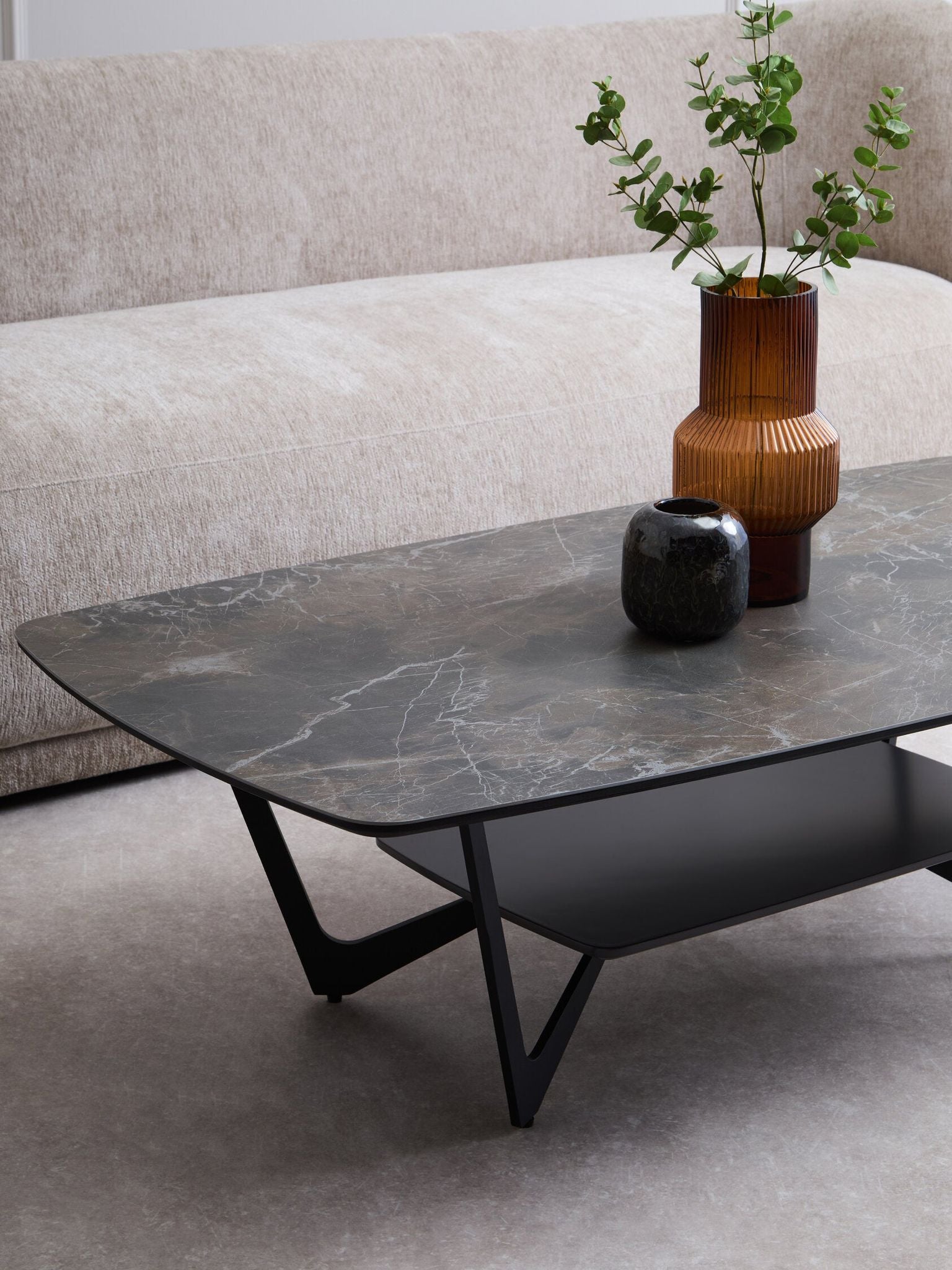 Image of Imperia Grey Ceramic Marble Effect Coffee Table