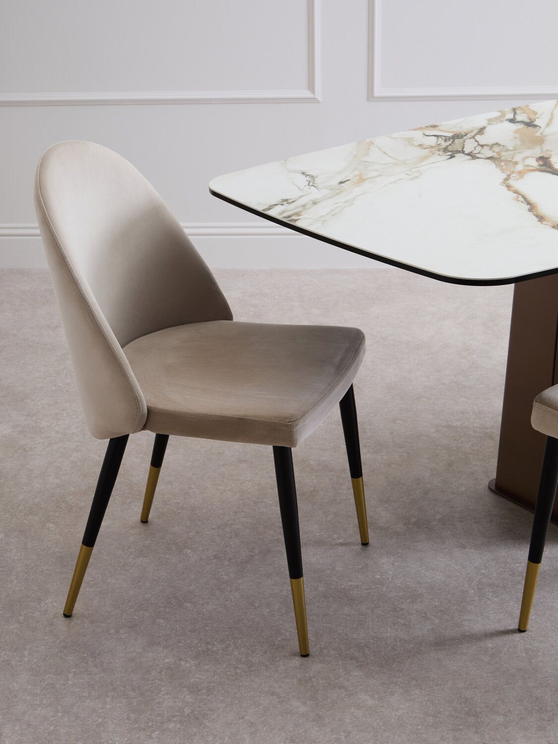 Image of Imperia White Ceramic Marble Effect Rectangular Dining Table - Lifestyle