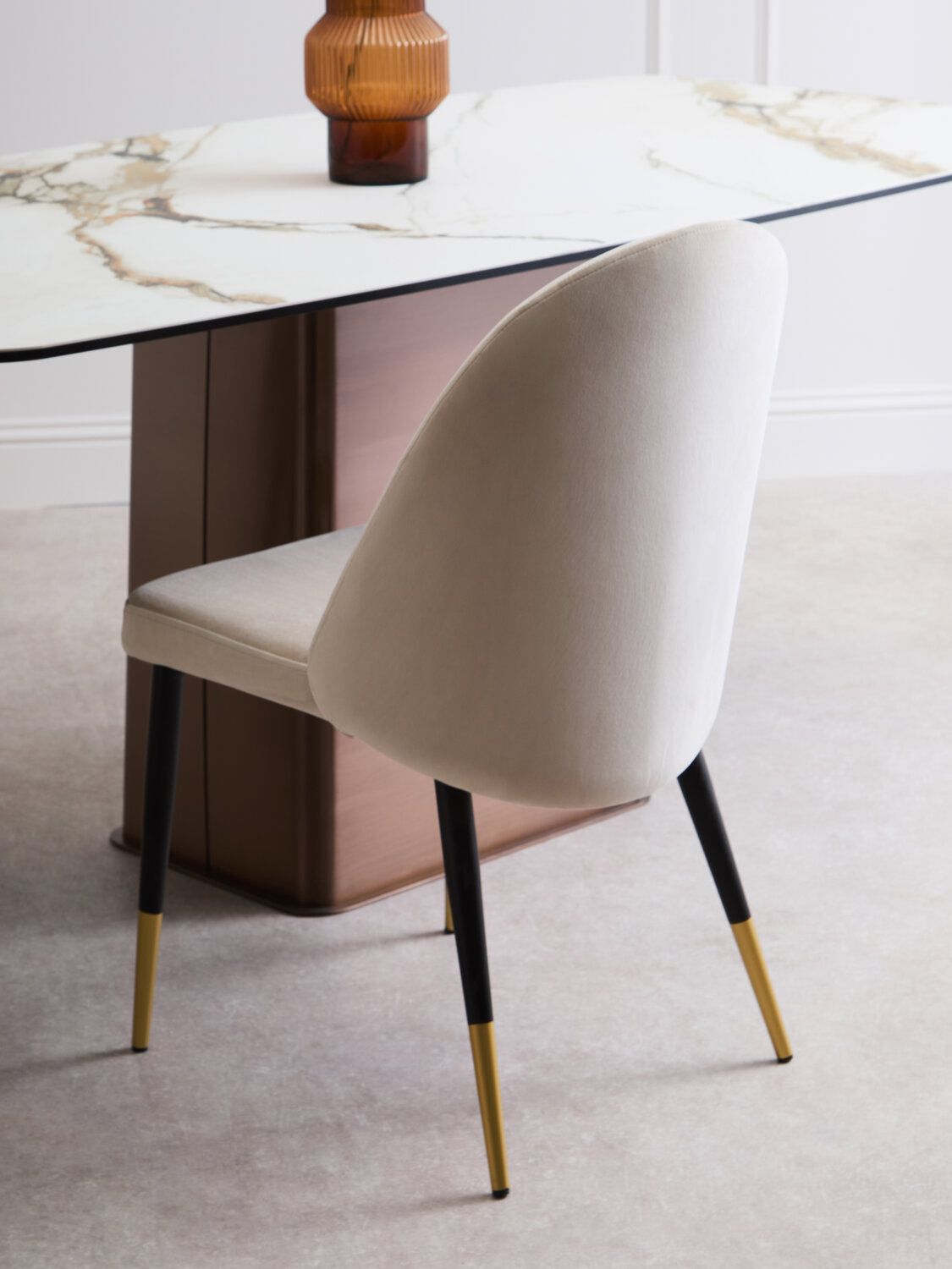 Image of Imperia White Ceramic Marble Effect Rectangular Dining Table - Lifestyle
