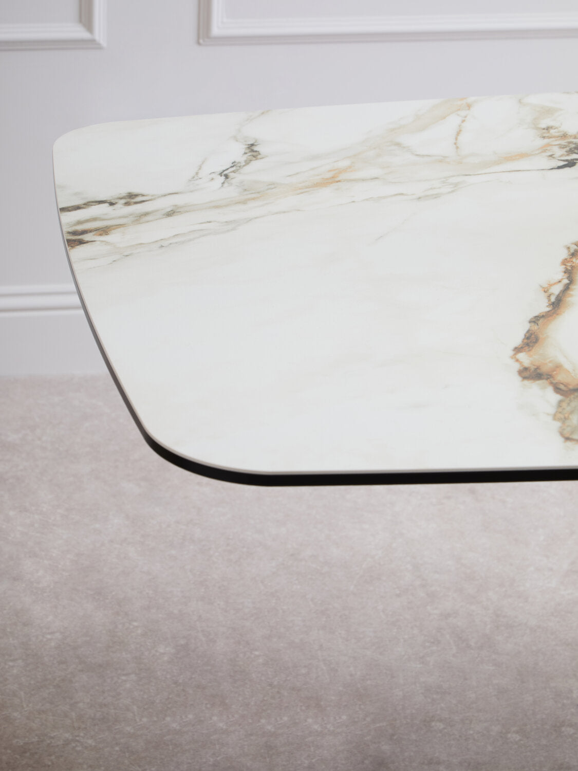 Image of Imperia White Ceramic Marble Effect Rectangular Dining Table - Lifestyle