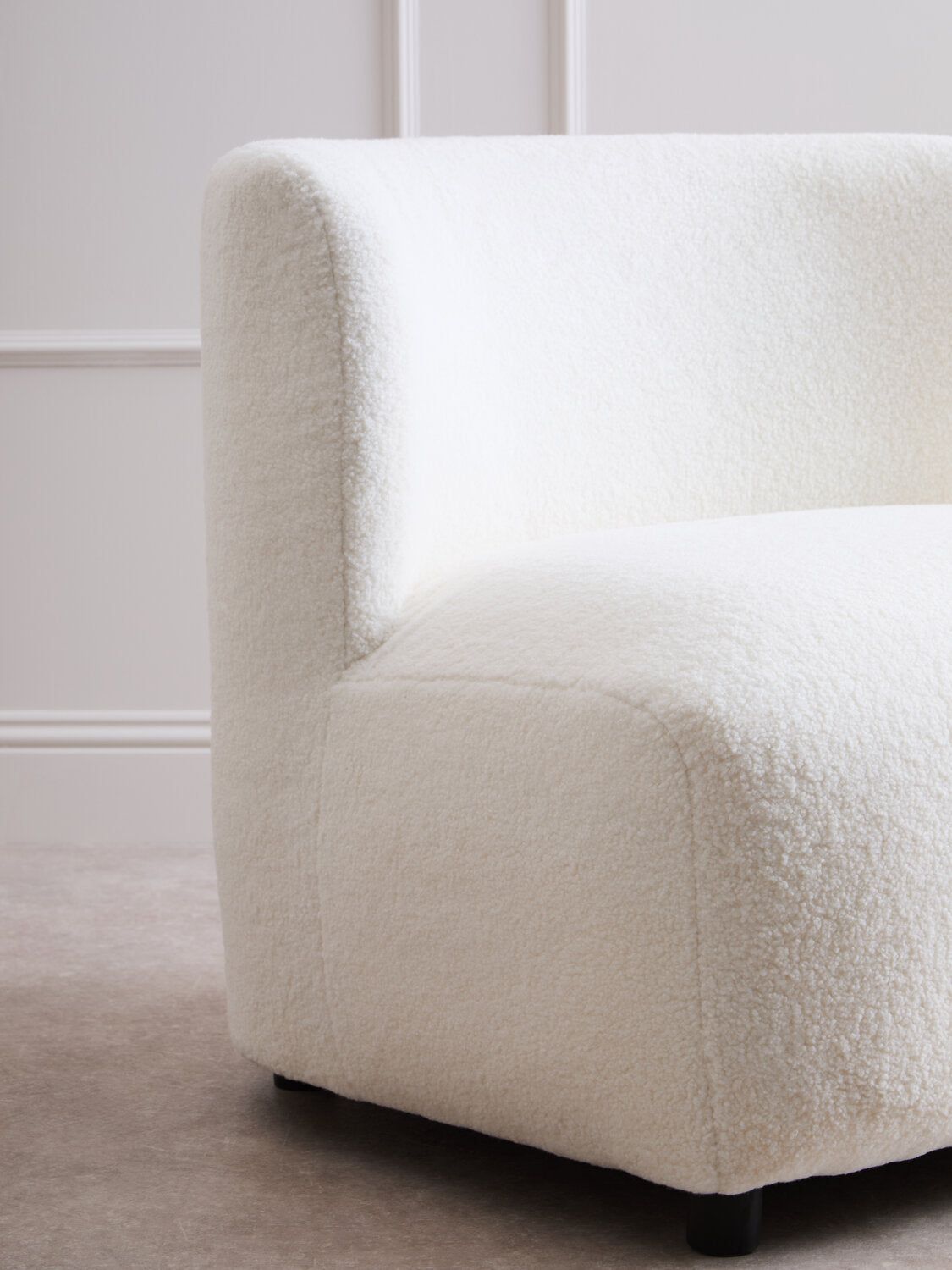 Image of Montreal Ivory Boucle Effect Armless Lounge Chair - Lifestyle