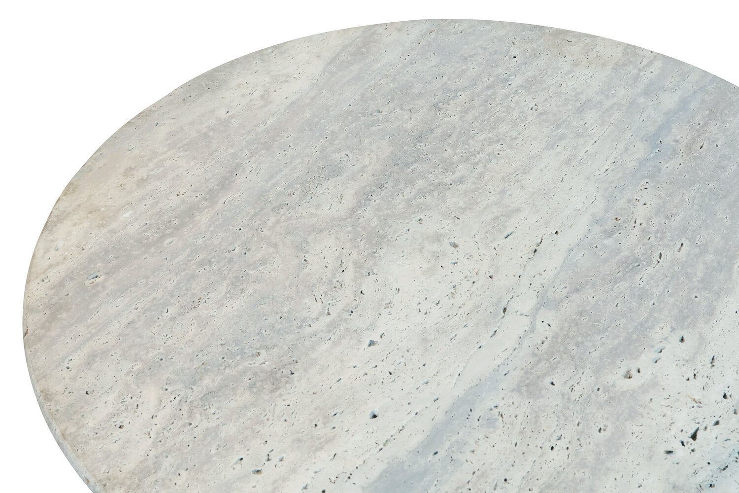 Image of Walton Travertine Top Coffee Table with Black Acacia Wood Base - Macro