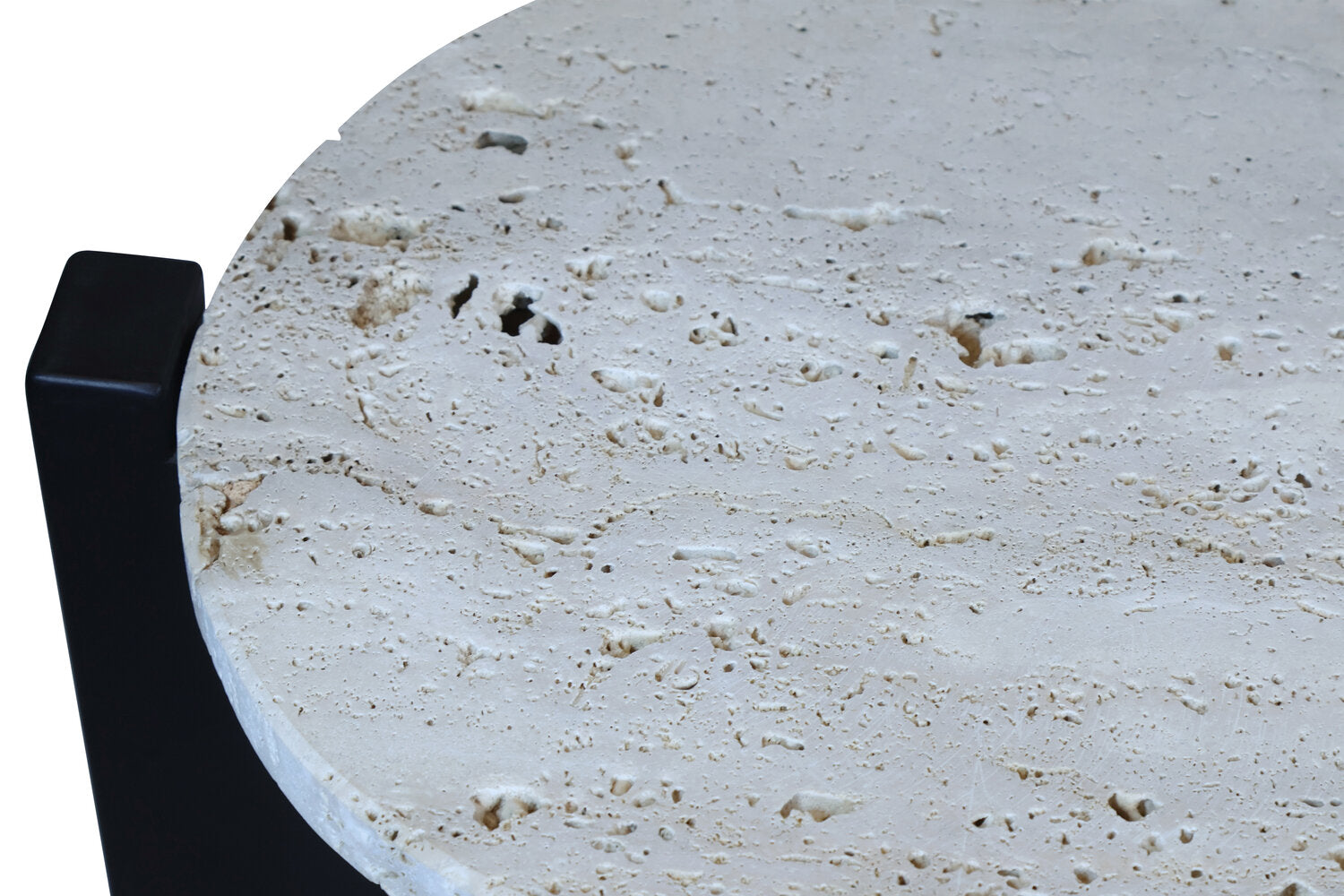 Image of Winton Travertine Top Console Table With Black Acacia Wood Frame - Macro