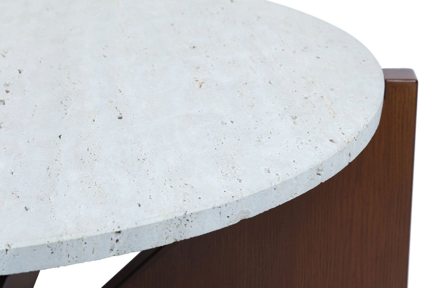 Image of Winton Travertine Top Coffee Table With Acacia Wood Frame - Macro