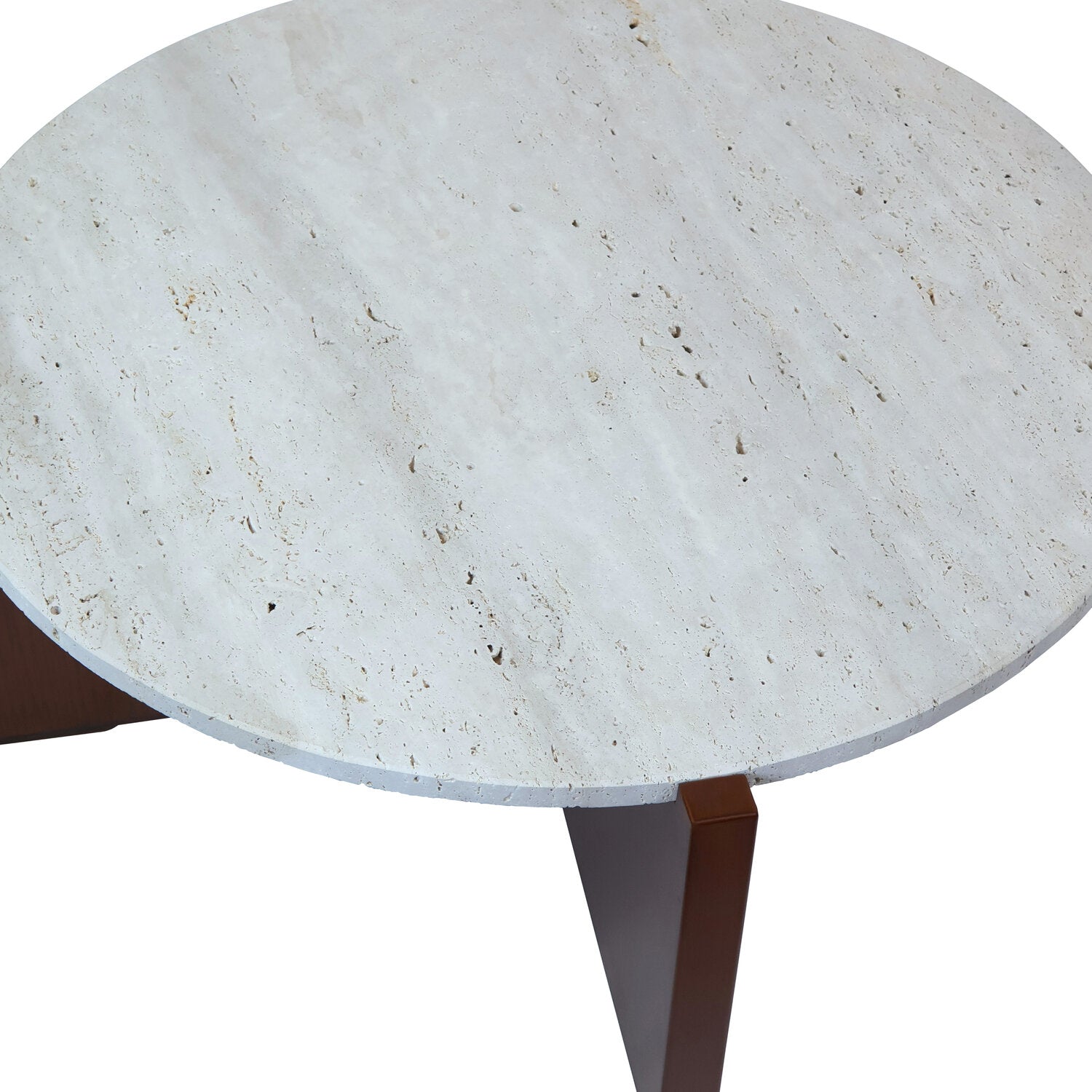 Image of Winton Travertine Top Coffee Table With Acacia Wood Frame - Macro