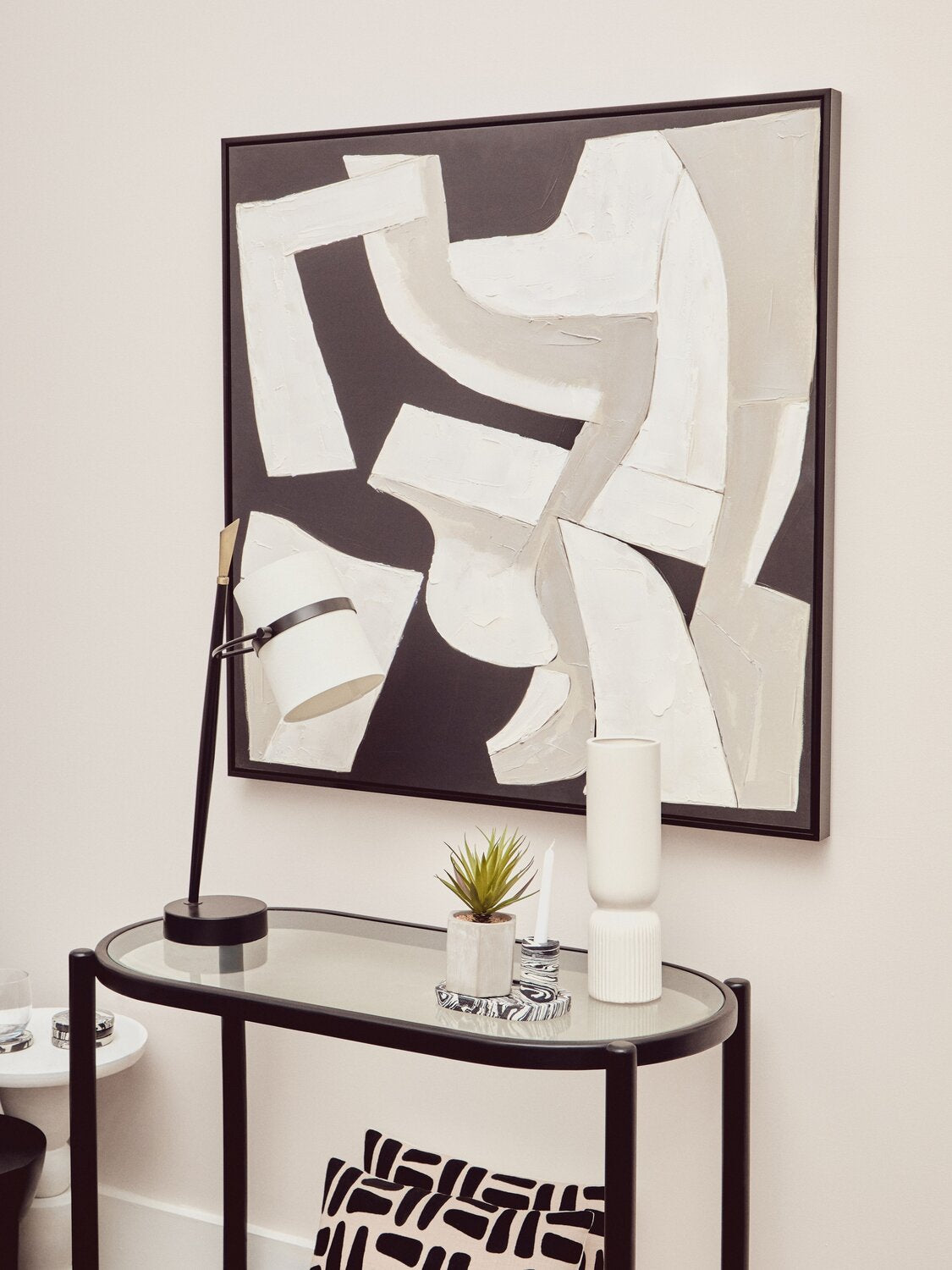 Image of Astratto Monochrome Abstract Textured Wall Art - Lifestyle