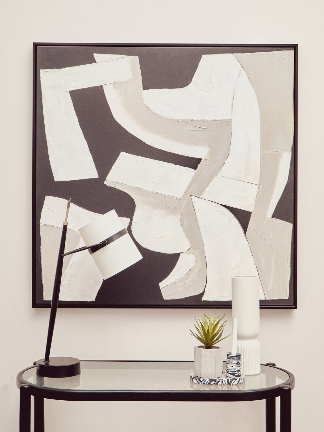 Image of Cebu Rattan and Glass 2 Tier Console Table - Lifestyle