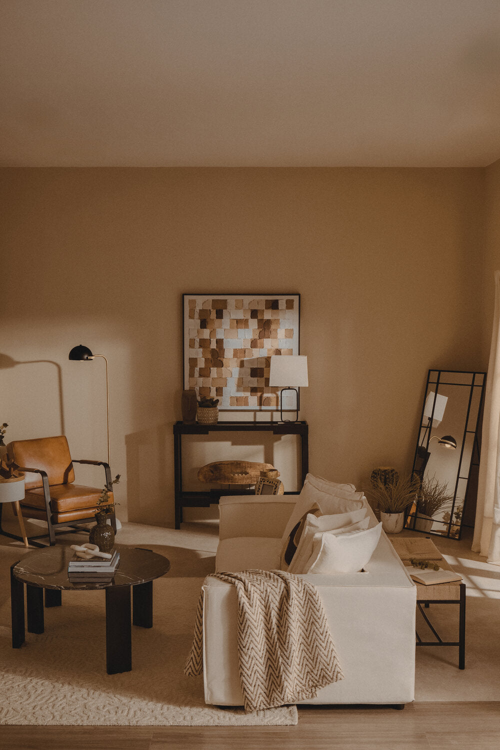 Image of Tiana Floor Standing Mirror Black Frame - Lifestyle