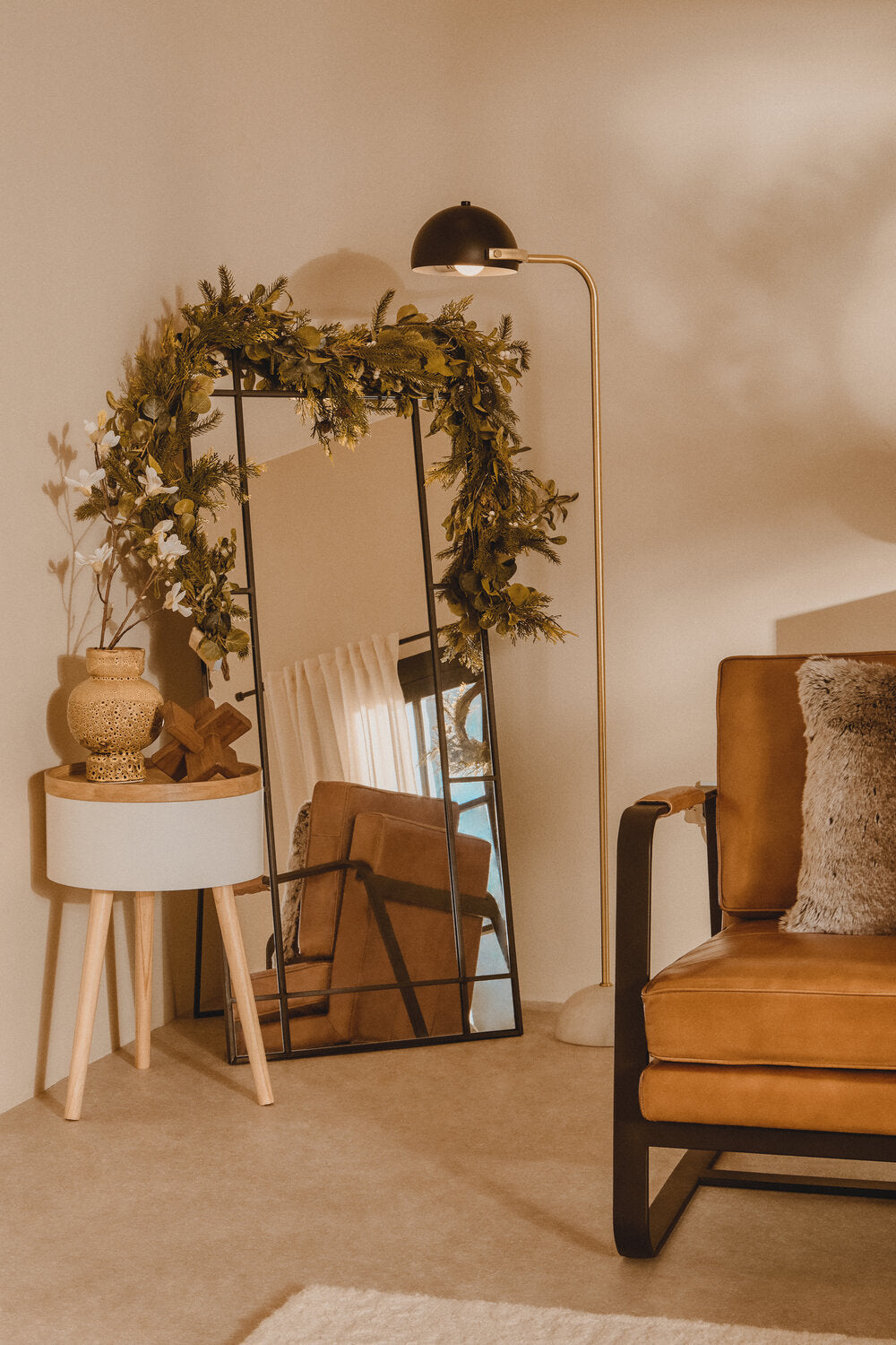 Image of Tiana Floor Standing Mirror Black Frame - Lifestyle