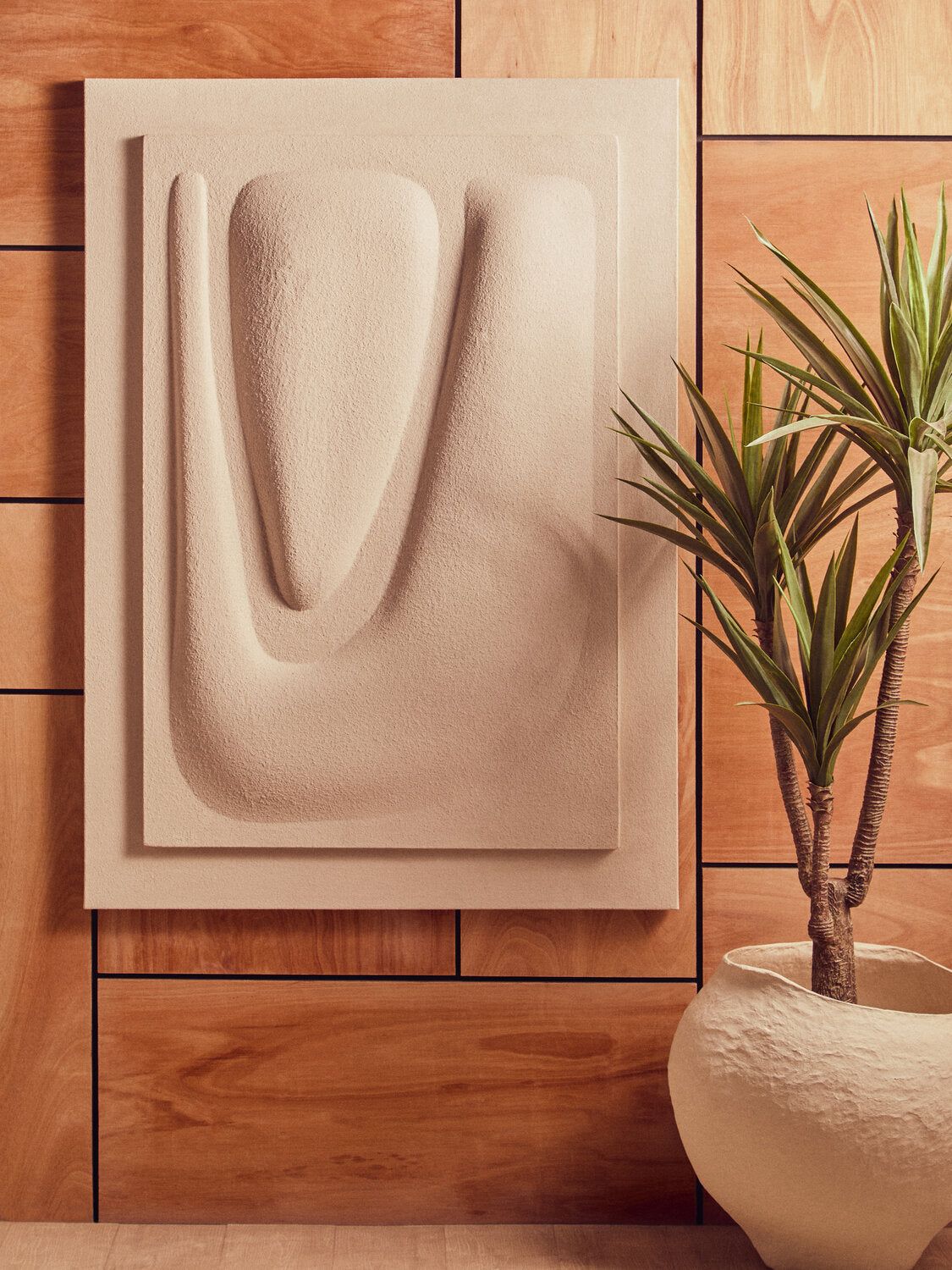 Image of Astratto 3D Cream Wall Art - Lifestyle
