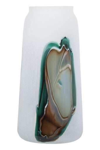 Image of Hakan Tall Glass Vase with Marbled Design