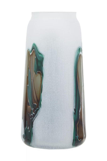 Image of Hakan Tall Glass Vase with Marbled Design
