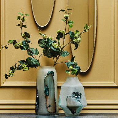 Image of Hakan Tall Glass Vase with Marbled Design