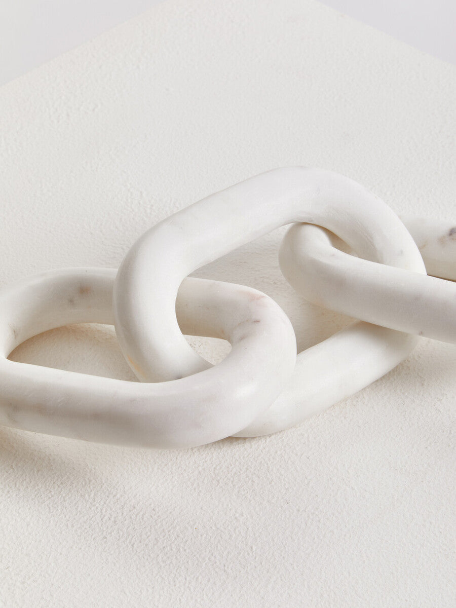 Image of Nason White Marble Three Link Chain Sculpture