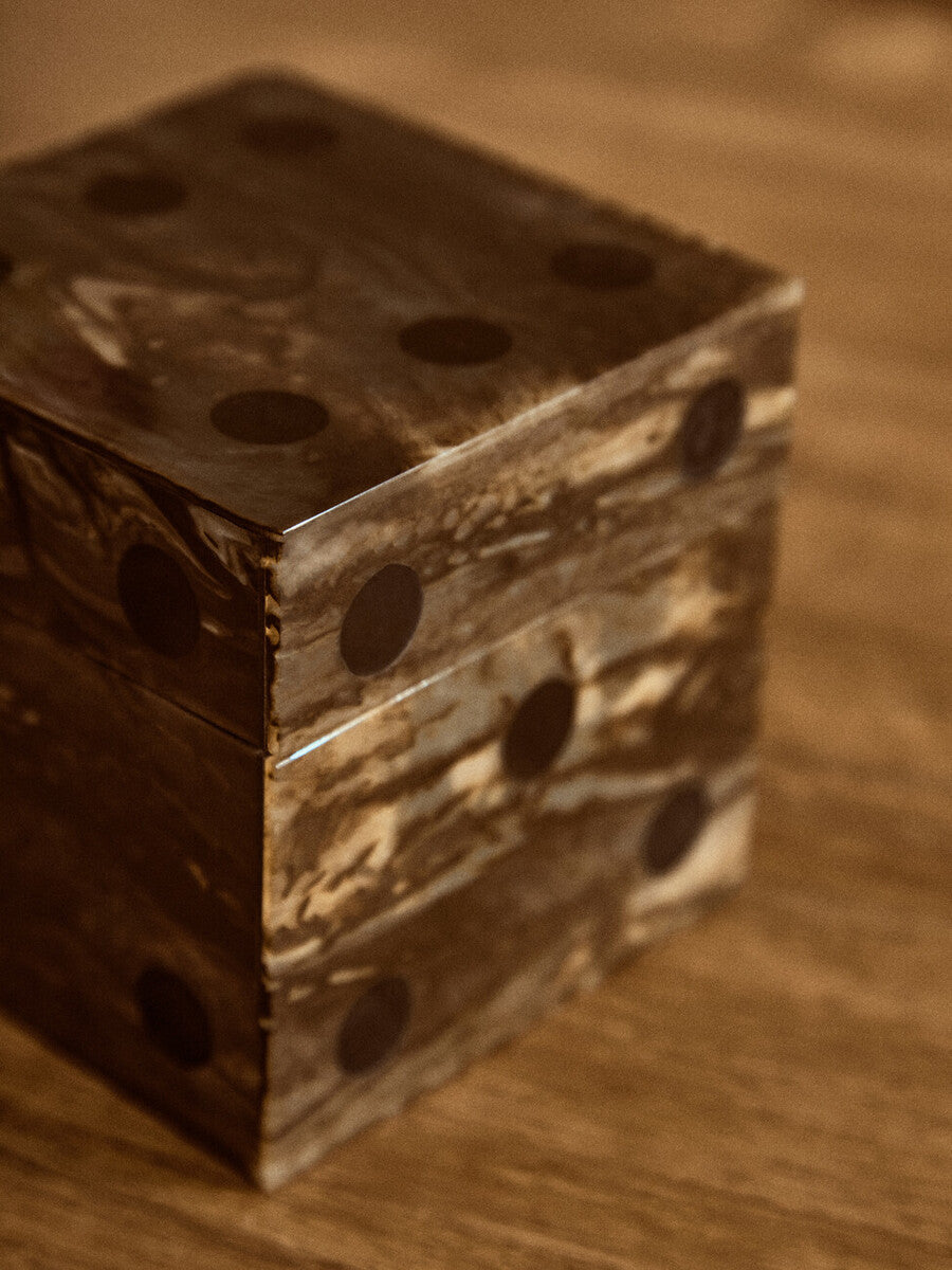 Image of Churchill Games Brown And Black Finish Dice Box With Five Dice