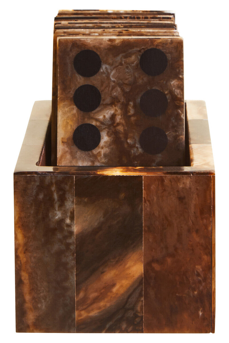 Image of Churchill Games Brown and Black Finish Domino Set