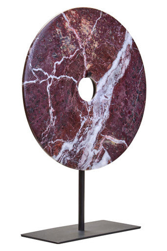 Image of Salmo Medium Red Marble Round Dia 25cm Disc Sculpture