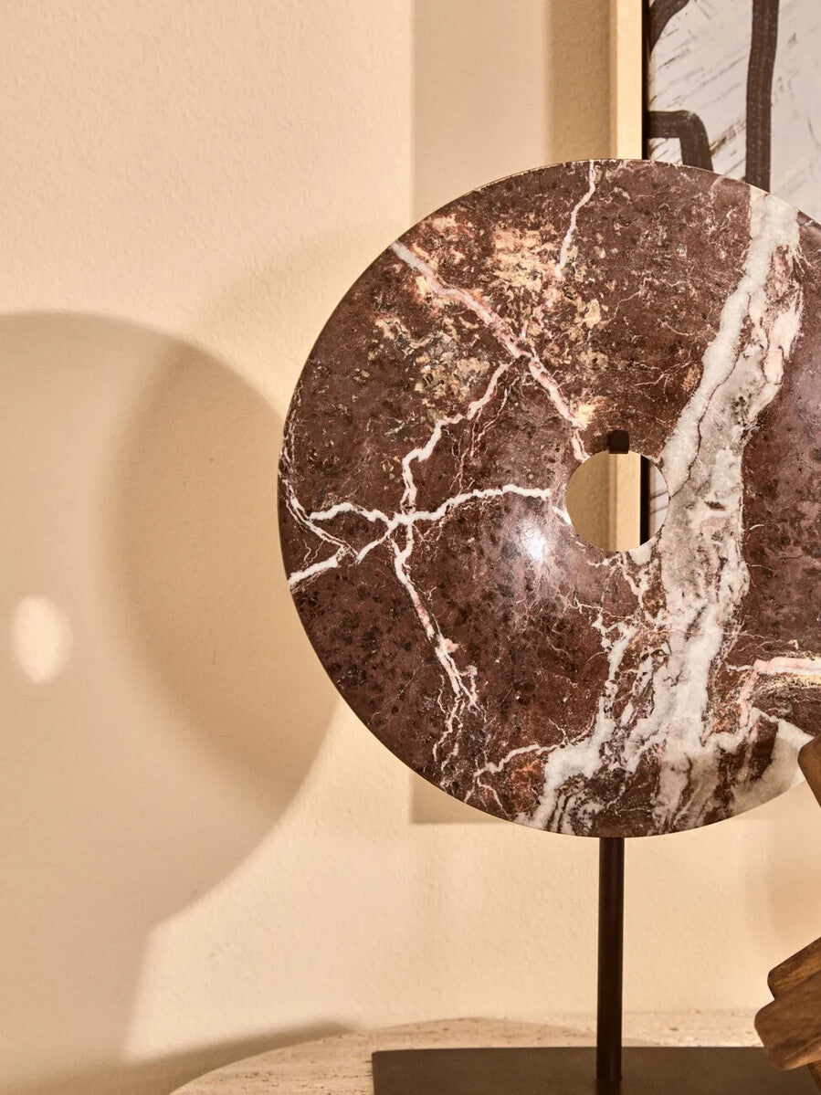 Image of Salmo Medium Red Marble Round Dia 25cm Disc Sculpture