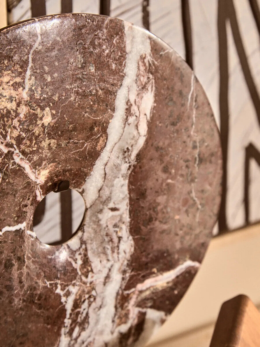 Image of Salmo Medium Red Marble Round Dia 25cm Disc Sculpture