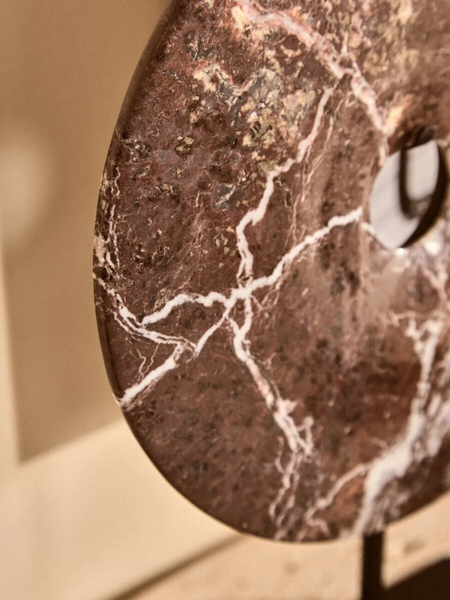 Image of Salmo Medium Red Marble Round Dia 25cm Disc Sculpture
