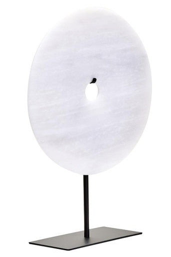 Image of Zoro Large Round Dia 30cm Grey Marble Disc Sculpture