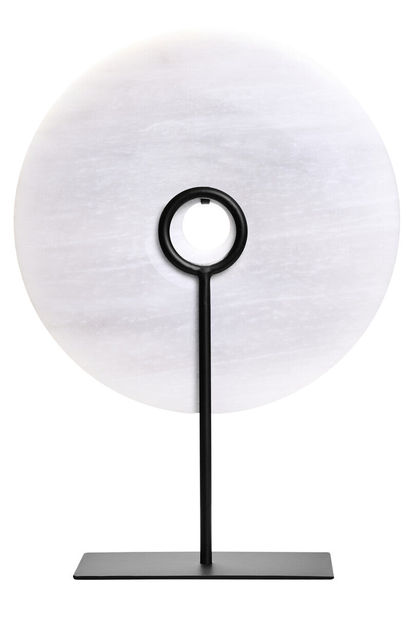 Image of Zoro Large Round Dia 30cm Grey Marble Disc Sculpture
