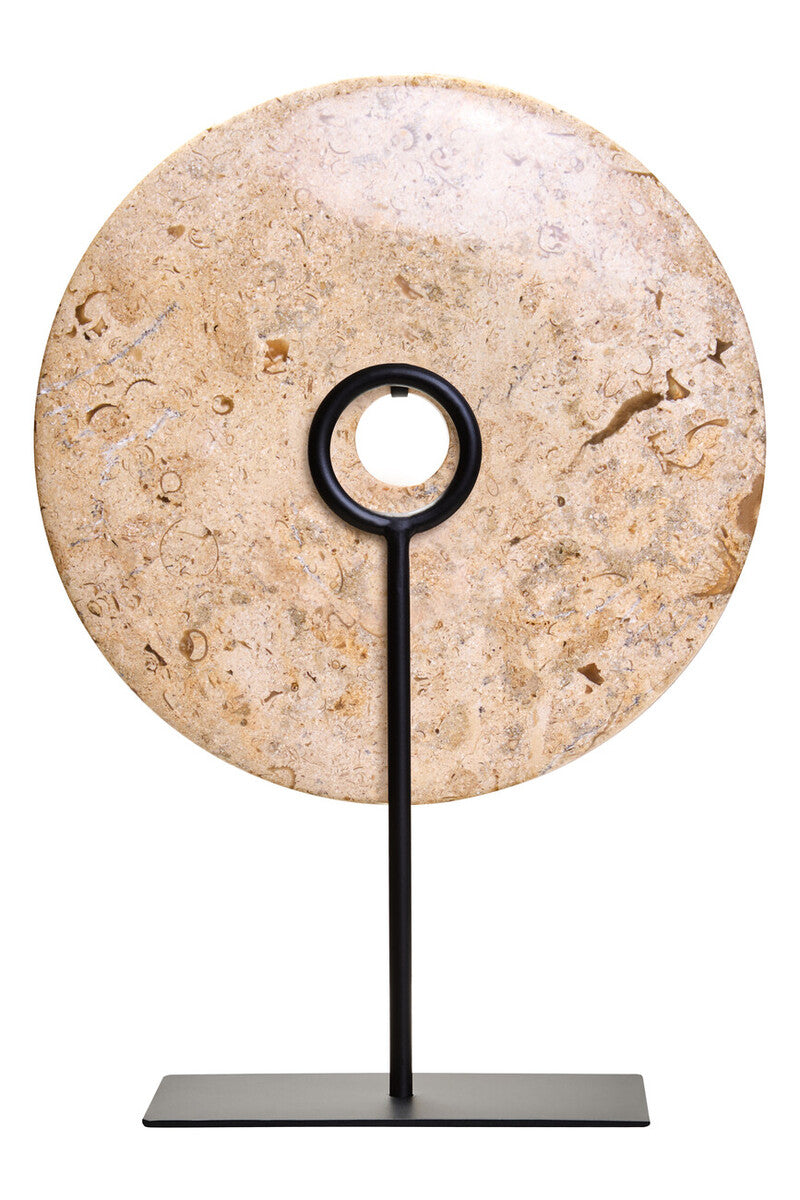 Image of Zoro Large Natural Speckled Marble Round Dia 30cm Disc Sculpture