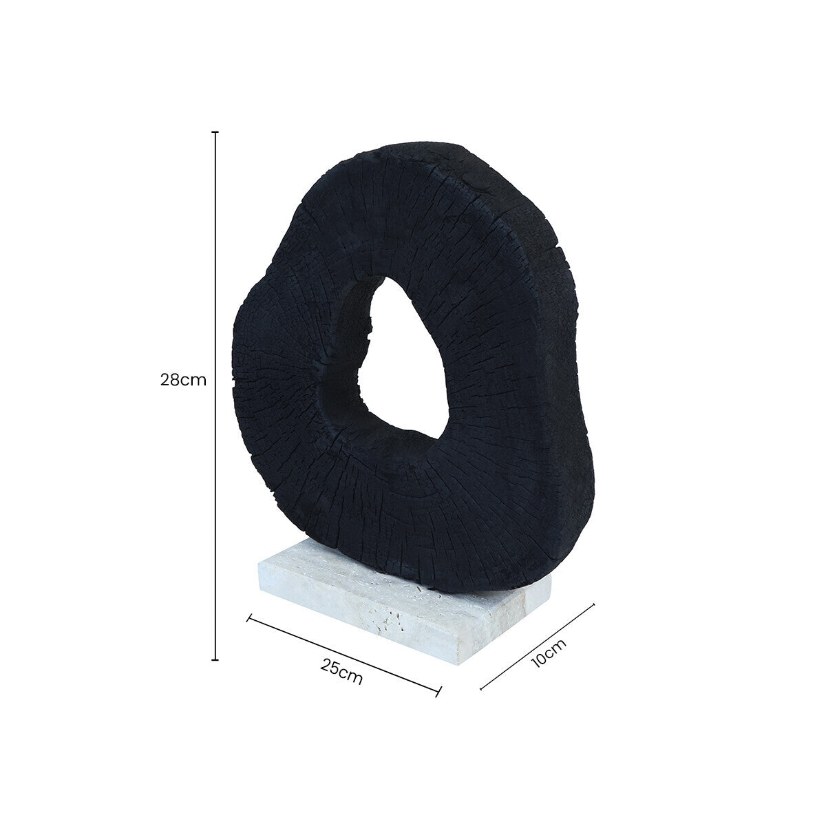 Image of Tibor Black Mango Wood Sculpture With Travertine Base