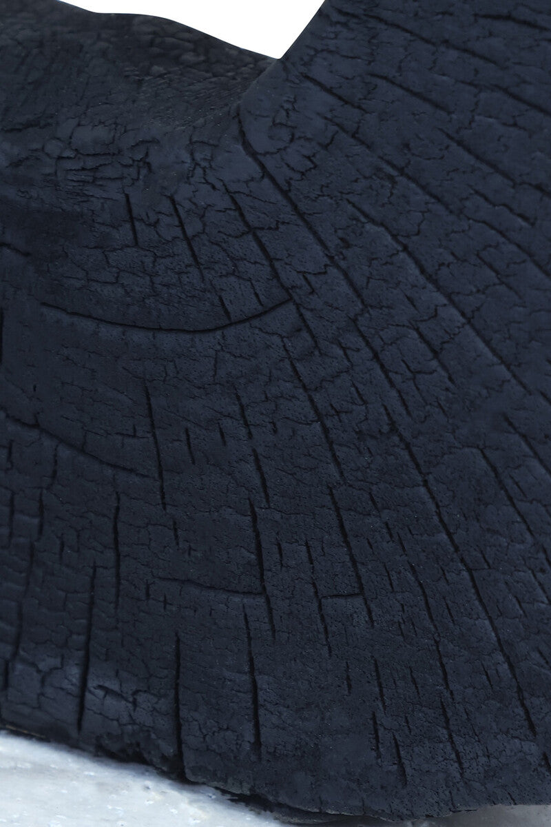 Image of Tibor Black Mango Wood Sculpture With Travertine Base