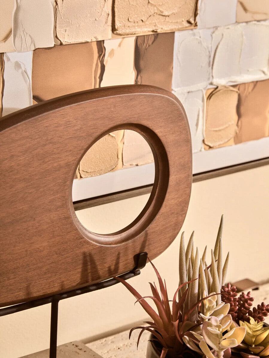 Image of Westo Natural Wood Horizontal Sculpture With Travertine Base