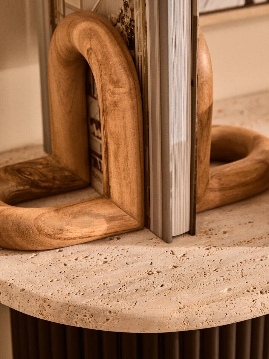 Image of Arlo Natural Wood Set Of 2 Bookends
