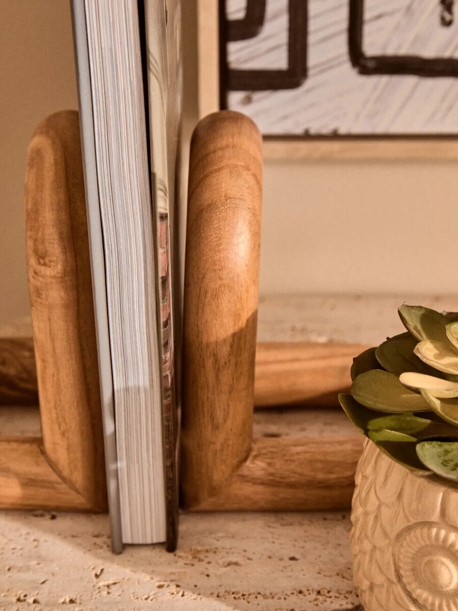 Image of Arlo Natural Wood Set Of 2 Bookends