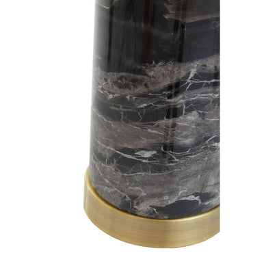 Image of Ebony Black Marble Table Lamp with Ivory Shade