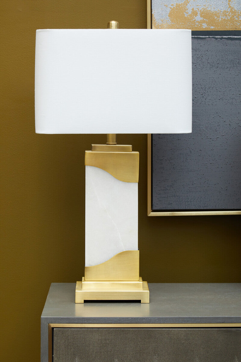 Image of Edith Table Lamp in White Marble and Gold
