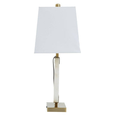 Image of Elora Circular Marble Table Lamp with Ivory Shade