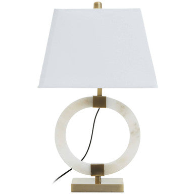 Image of Elora Circular Marble Table Lamp with Ivory Shade