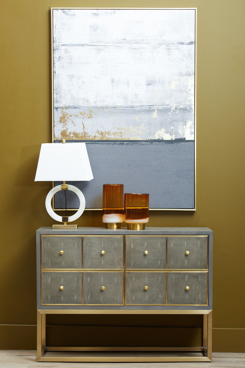 Image of Elora Circular Marble Table Lamp with Ivory Shade