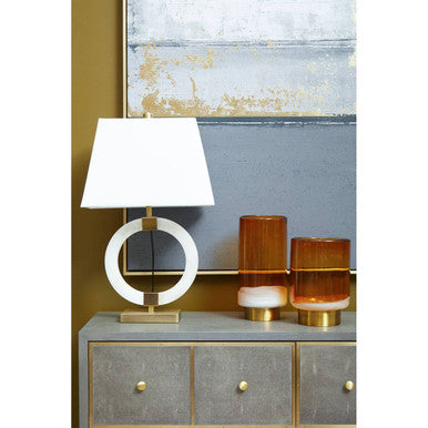 Image of Elora Circular Marble Table Lamp with Ivory Shade